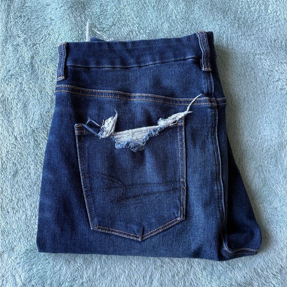 American Eagle Outfitters Dark Blue Distressed Jeans